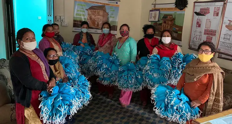 Mask making in Bungamati by home-based workers